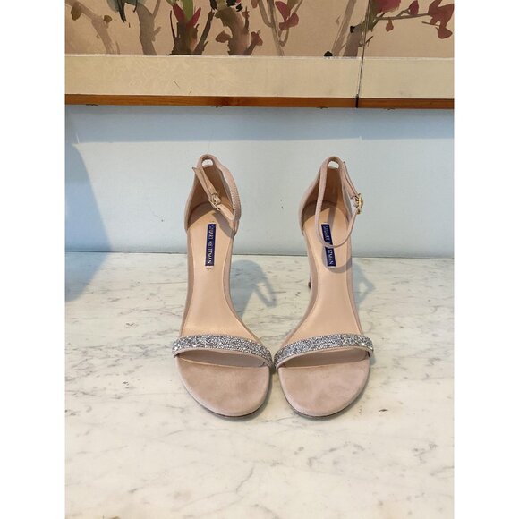 Stuart Weitzman Nudistsong Crystal Shoes Womens Size 9 Ankle Strap Sandals Heel - Picture 3 of 7